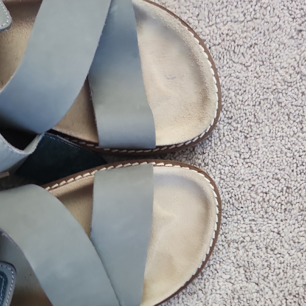 Zara Big Kids'/Women Leather Gray Sandals, Size 38/7.5, Excellent Used Condition - Picture 9 of 10